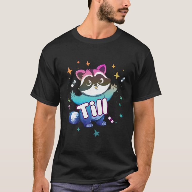 Till - Cute Boy Name With Cool Raccoon T-Shirt (Front)