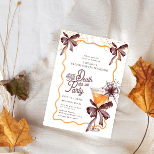 Till Death Bow Cocktail Halloween Bacheloerette In Invitation