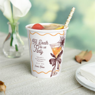 Till Death Bow Cocktail Halloween Bachelorette Paper Cups