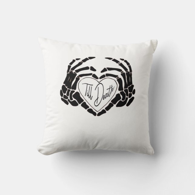 Till Death Do Us Funny Design – Ghostly Love Vibes Throw Pillow (Front)