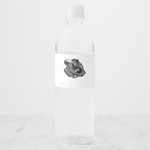 Till Death Do Us - Gothic Skeleton Couple Art Clas Water Bottle Label