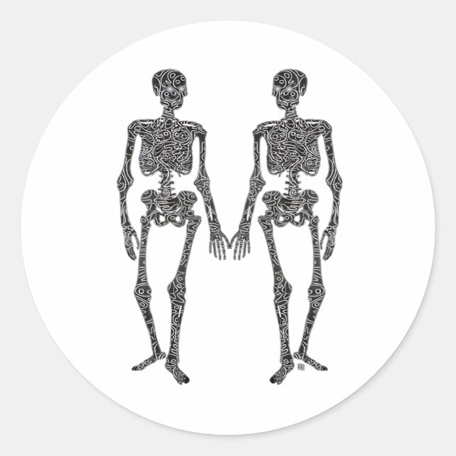 Till Death Do Us Part 2 Skeletons Classic Classic Round Sticker (Front)