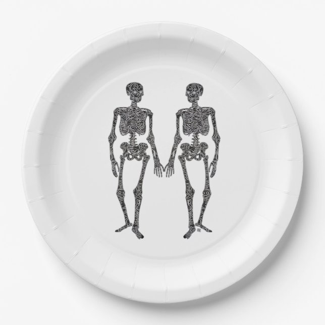 Till Death Do Us Part 2 Skeletons Classic Paper Plate (Front)