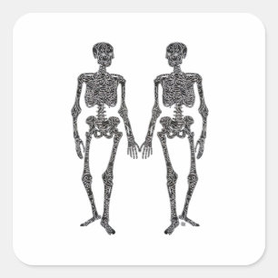 Till Death Do Us Part 2 Skeletons Classic Square Sticker