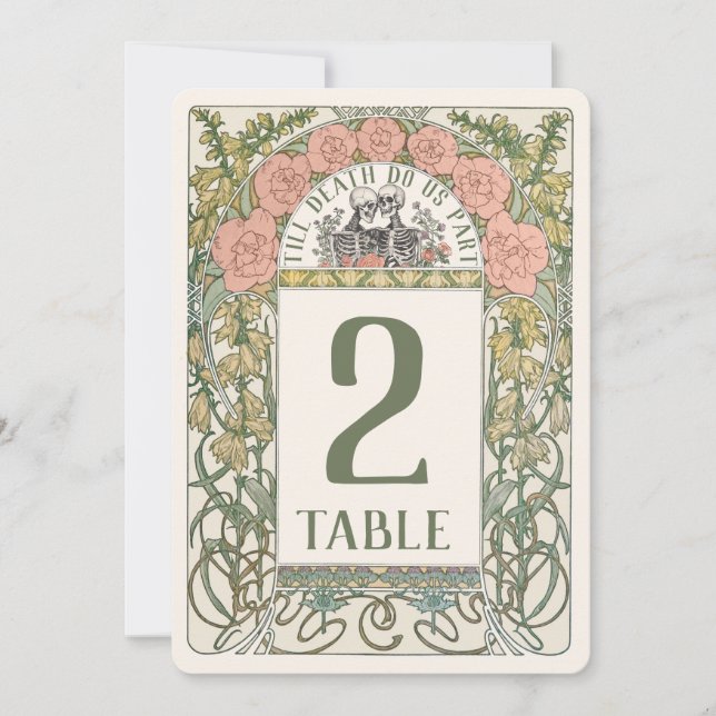 Till Death Do Us Part Art Nouveau Table Number (Front)
