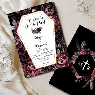 Till Death Do Us Part   Black Dark Goth Wedding Invitation
