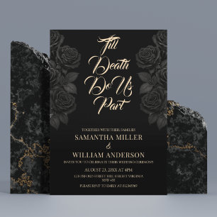 Till Death Do Us Part Black Rose Gothic Wedding Invitation