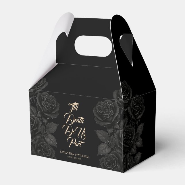 Till Death Do Us Part Black Rose Wedding Favor Box (Front Side)