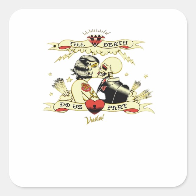 Till Death Do Us Part Classic Design For Halloween Square Sticker (Front)