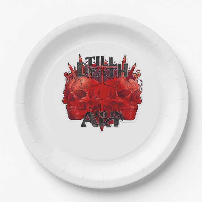 Till Death Do Us Part Classic – Skeleton Slogan Paper Plate (Front)