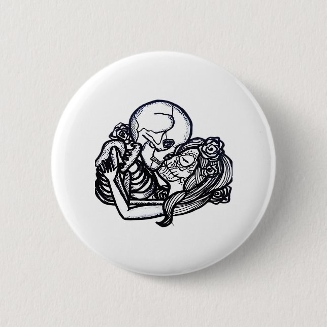Till Death Do Us Part Classic – Spooky Skeleton Sl 2 Inch Round Button (Front)