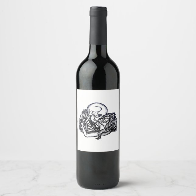 Till Death Do Us Part Classic – Spooky Skeleton Sl Wine Label (Front)