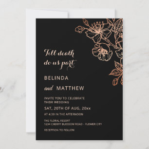 Till Death Do Us Part Copper Black Wedding Invitation