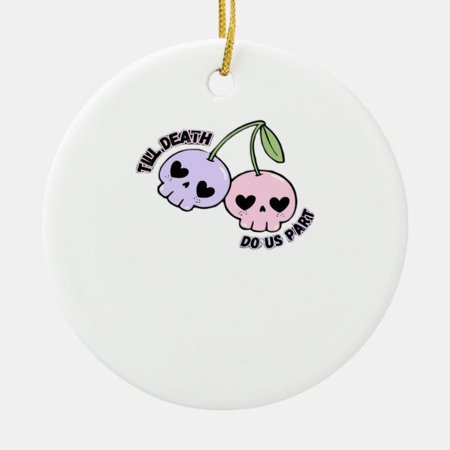 Till Death Do Us Part - Cute Goth Skull Design Cla Ceramic Ornament (Front)
