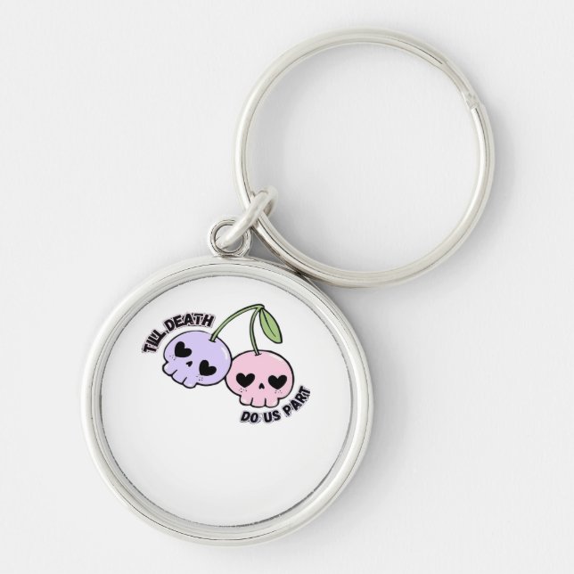 Till Death Do Us Part - Cute Goth Skull Design Cla Keychain (Front)