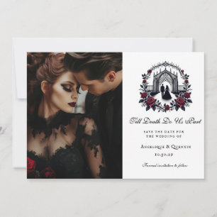 Till Death Do Us Part Elegant Goth Photo Save the Invitation