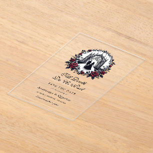Till Death Do Us Part Elegant Goth Save the Date  Acrylic Invitations
