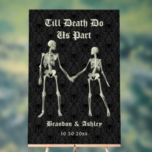 Till Death Do Us Part Elegant Skeletons Acrylic Sign