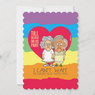 Funny Anniversary Card  Pop Up 3D Old Couple in Love Holding