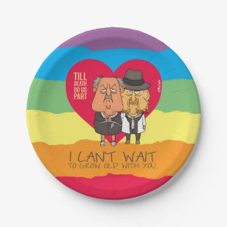 Till death do us part funny gay couple cartoon, paper plate