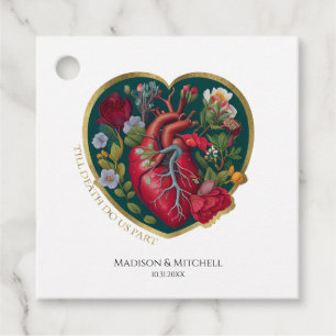 Till Death Do Us Part Goth Heart Halloween Gold Favour Tags
