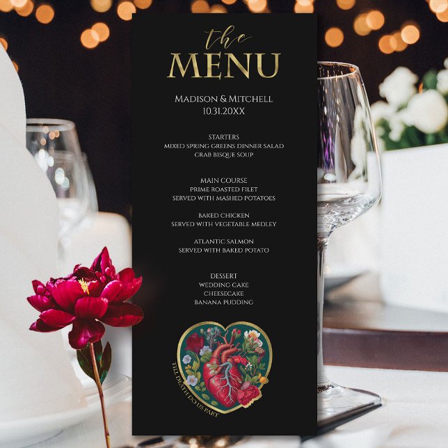 Till Death Do Us Part Goth Heart Halloween Gold Menu (Creator Uploaded)