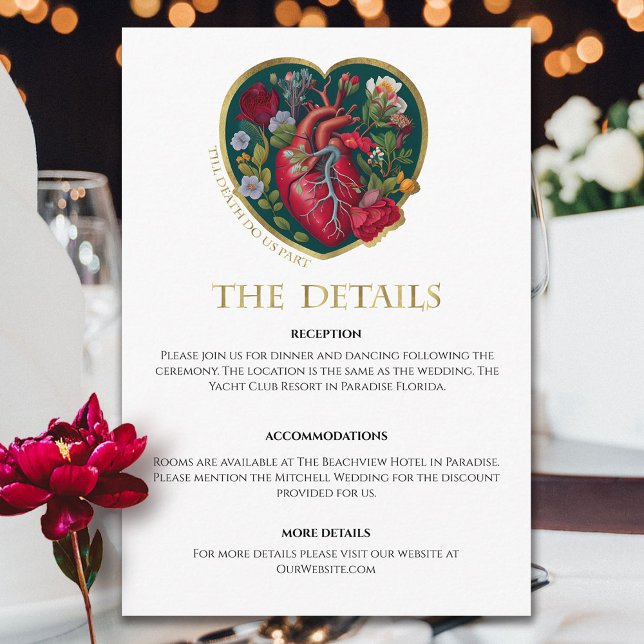 Till Death Do Us Part Goth Heart Halloween Wedding Enclosure Card (Creator Uploaded)