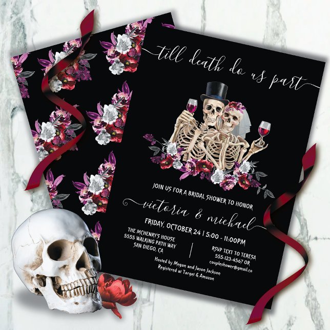 Till death do us Part Goth Skeleton Bride & Groom Invitation (Creator Uploaded)
