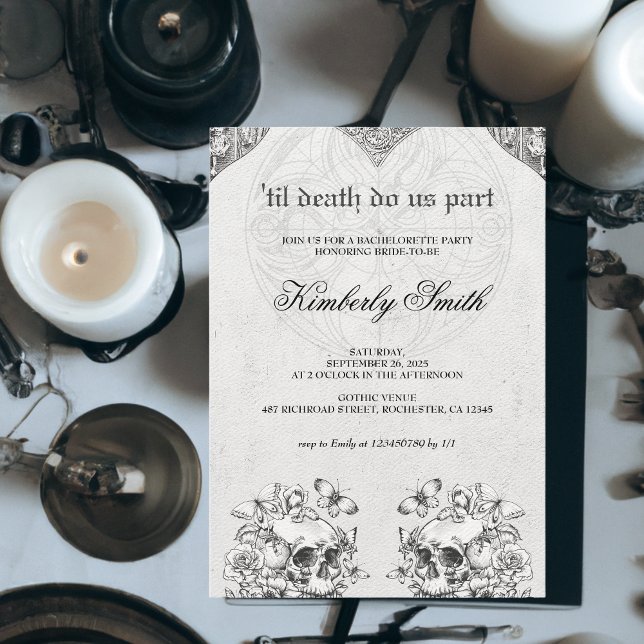 Till Death Do us Part Gothic Bachelorette Party Invitation (Creator Uploaded)