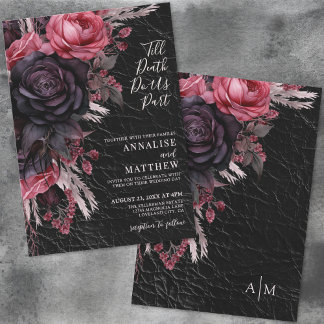 Till Death Do Us Part Gothic Black Floral Wedding Invitation