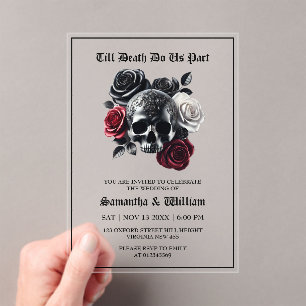Till Death Do Us Part Gothic Black Wedding Acrylic Invitations