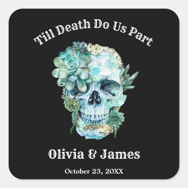 Till Death Do Us Part Gothic Halloween Wedding  Square Sticker (Front)