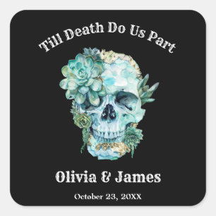 Till Death Do Us Part Gothic Halloween Wedding  Square Sticker