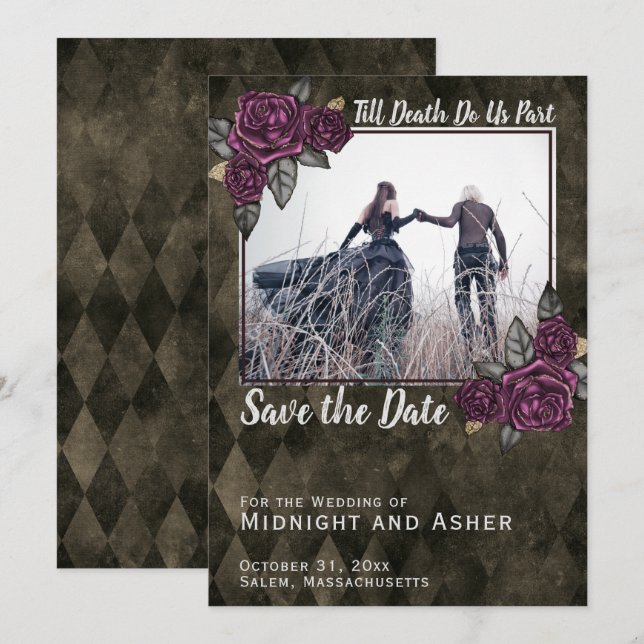 Till Death Do Us Part Gothic Rose Save the Date (Front/Back)