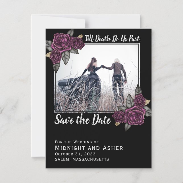 Till Death Do Us Part Gothic Rose Save the Date Magnetic Invitation (Front)