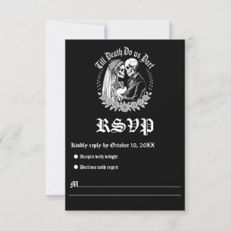 Till Death Do Us Part Gothic Skeleton Wedding RSVP Card