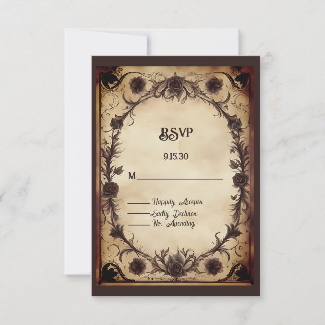 Till Death Do Us Part Gothic Style Wedding RSVP Card (Front)