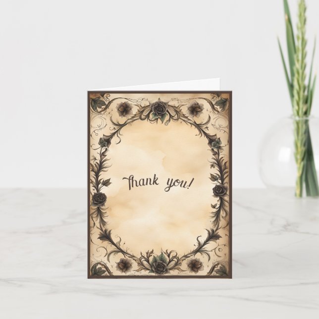 Till Death Do Us Part Gothic Style Wedding Thank You Card (Front)