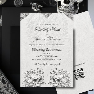 Till Death Do us Part Gothic Wedding QR code Invitation
