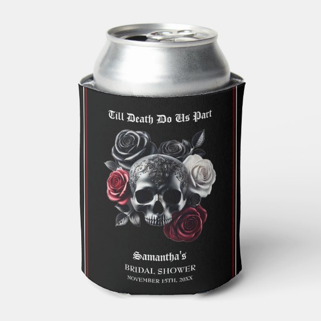 Till Death Do Us Part Halloween Bridal Shower Can Cooler (Can Front)