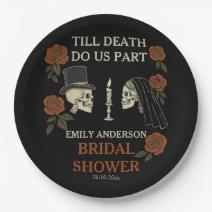 Till Death Do Us Part Halloween Bridal Shower Paper Plate