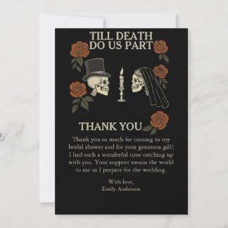 Till Death Do Us Part Halloween Bridal Shower  Thank You Card