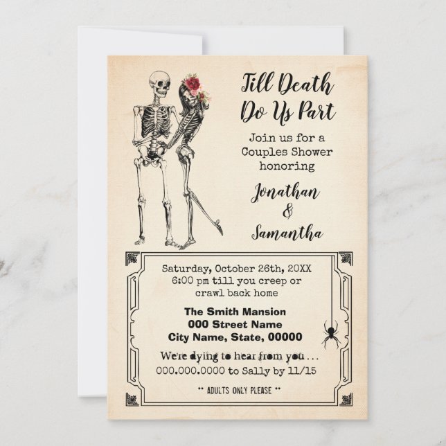 Till death do us part halloween couples shower invitation (Front)