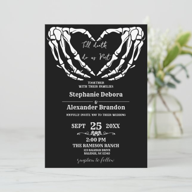  Till Death Do Us Part Halloween gothic Wedding Invitation (Standing Front)