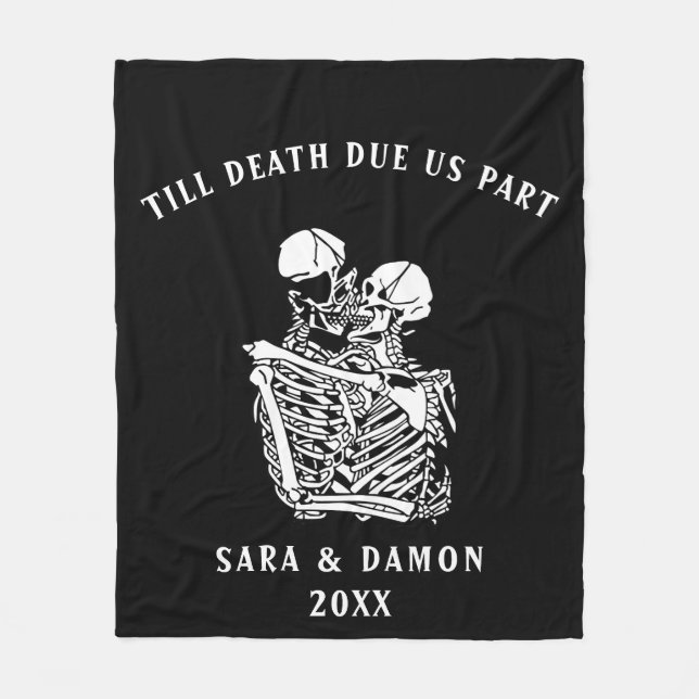 Till Death Do Us Part Halloween Wedding Gift Fleece Blanket (Front)