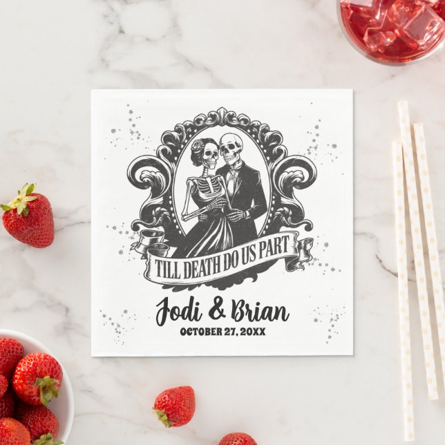 Till Death Do Us Part Halloween Wedding Napkin (Insitu)