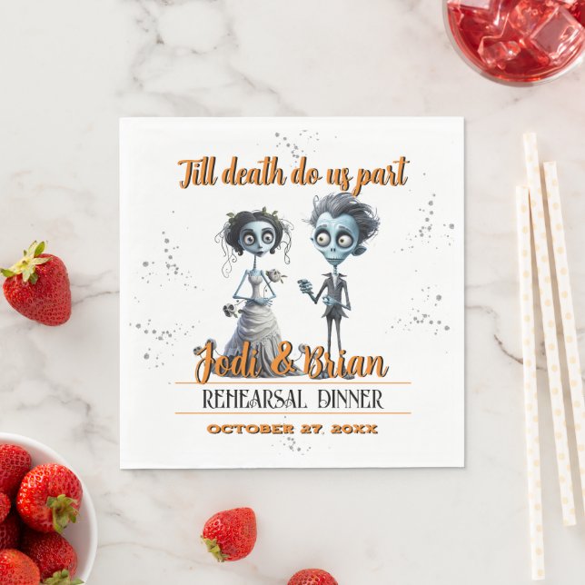 Till Death Do Us Part Halloween Wedding Napkin (Insitu)