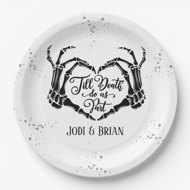 Till Death Do Us Part Halloween Wedding  Paper Plate (Front)