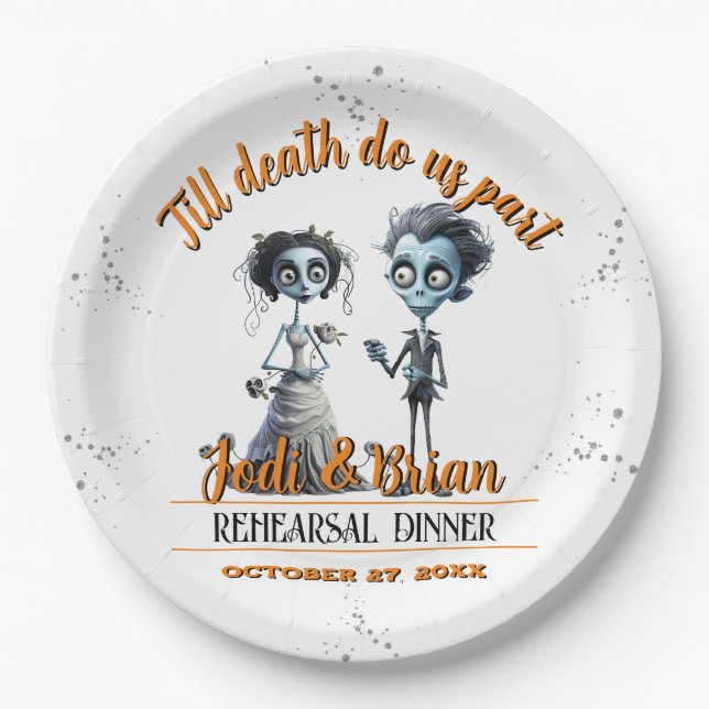 Till Death Do Us Part Halloween Wedding Paper Plate (Front)