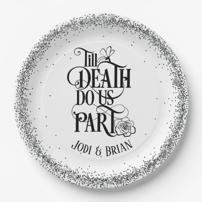 Till Death Do Us Part Halloween Wedding Paper Plate (Front)